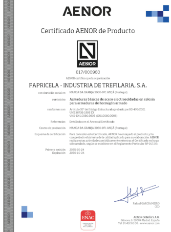 AENOR – Armaduras Básicas Electrosoldadas en Celosía