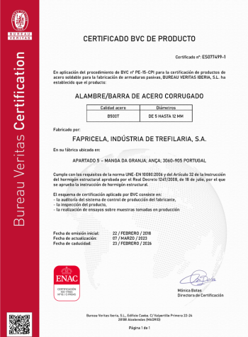 Bureau Veritas – Alambre de Acero Corrugado