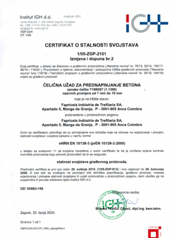 IGH – Čelične Žice za Prednapinjanje Betona